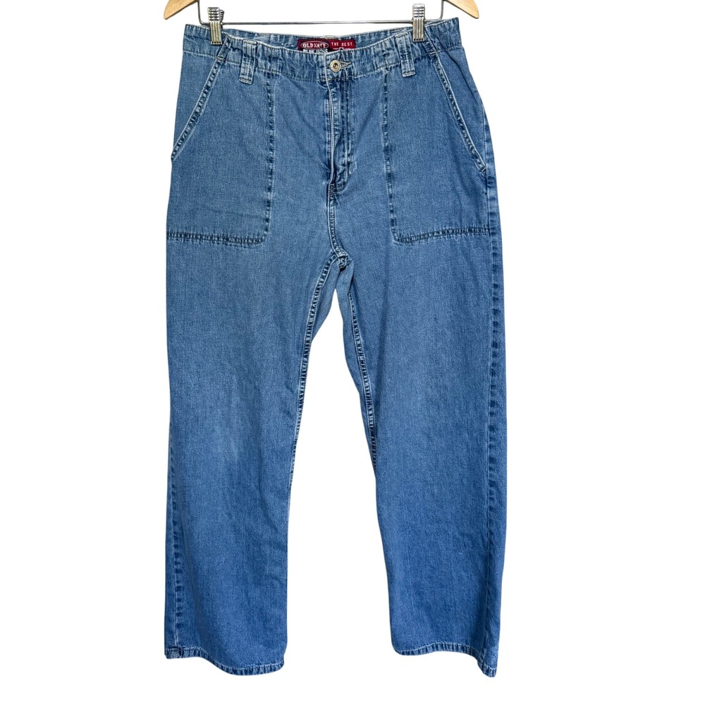 Old Navy Blue Jeans Womens 12 Blue Vintage Carpenter Straight High Rise Baggy